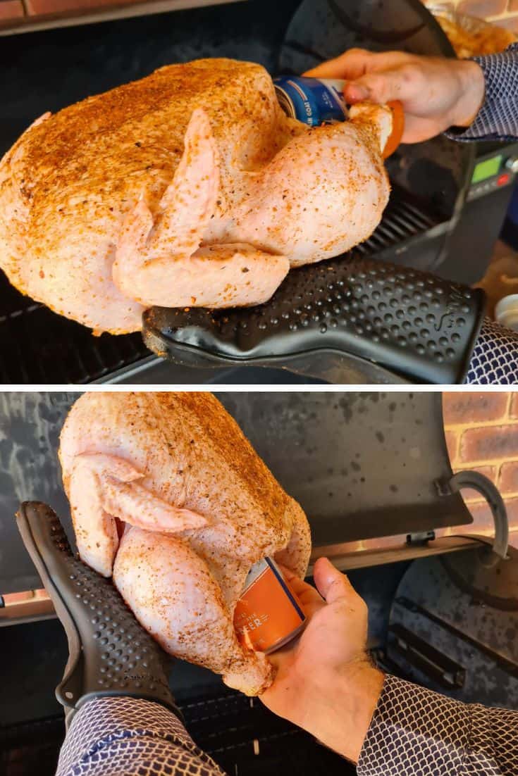 how to place beer can inside chicken